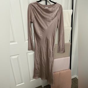 NWOT Princess Polly satin cowl neck long sleeve midi dress
